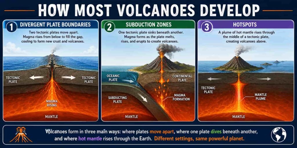 How Most Volcanoes Develop