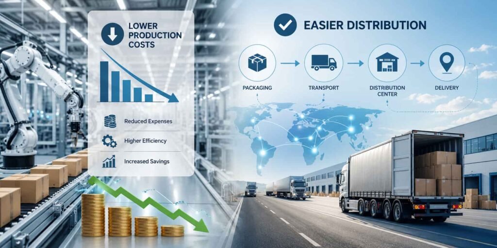 Lower Production Costs and Easier Distribution